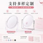 Desktop Vanity Mirror Transparent Round Desktop Makeup Mirror with 2X Magnification