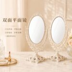Desktop Vanity Mirror Vintage Carved Desktop Makeup Mirror