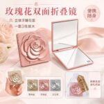 Pocket Compact Mirror Square Rose Magnifying Folding Compact Mirror
