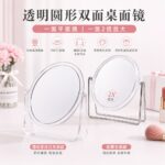 Desktop Vanity Mirror Transparent Round Desktop Makeup Mirror with 2X Magnification