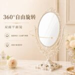 Desktop Vanity Mirror Vintage Carved Desktop Makeup Mirror