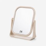 Desktop Vanity Mirror Wheat Straw Desktop Makeup Mirror, Magnified Side Available