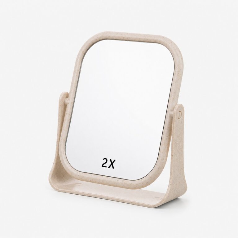 Desktop Vanity Mirror Wheat Straw Desktop Makeup Mirror, Magnified Side Available