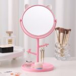 Desktop Vanity Mirror Cute Cat Ear & Bear Ear Desktop Mirror with Hanging Rack