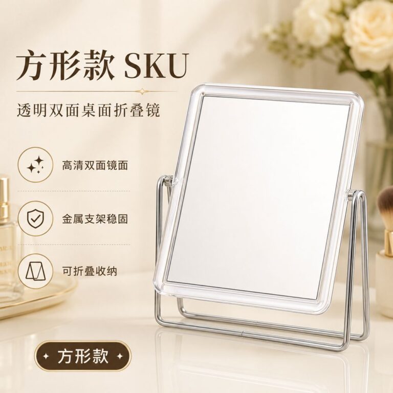 Desktop Vanity Mirror Iron Frame Transparent Double-Sided Desktop Makeup Mirror