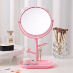 Desktop Vanity Mirror Cute Cat Ear & Bear Ear Desktop Mirror with Hanging Rack