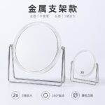 Desktop Vanity Mirror Transparent Round Desktop Makeup Mirror with 2X Magnification