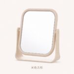 Desktop Vanity Mirror Wheat Straw Tabletop Mirror