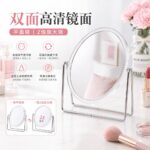 Desktop Vanity Mirror Transparent Round Desktop Makeup Mirror with 2X Magnification