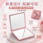 Pocket Compact Mirror Square Rose Magnifying Folding Compact Mirror